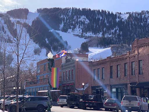 Flags downtown Aspen Colorado